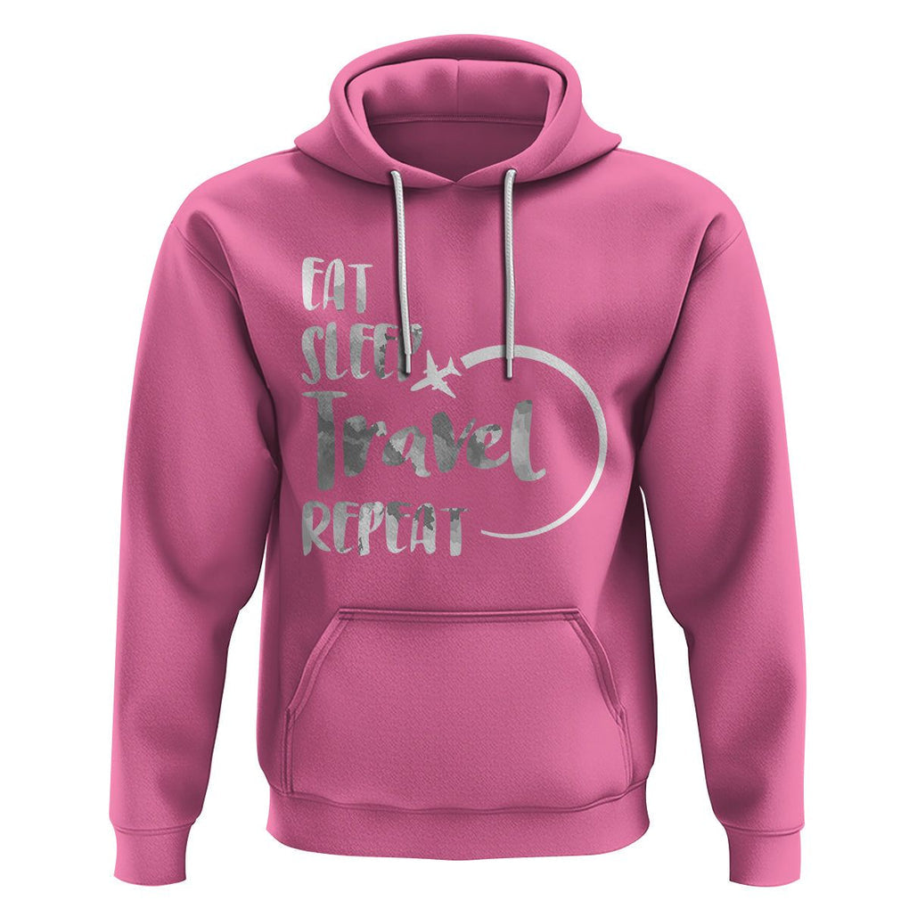 Funny Travelling Hoodie Eat Sleep Travel Repeat TS09 Azalea Printyourwear