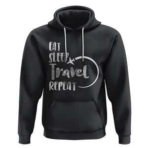 Funny Travelling Hoodie Eat Sleep Travel Repeat TS09 Black Printyourwear