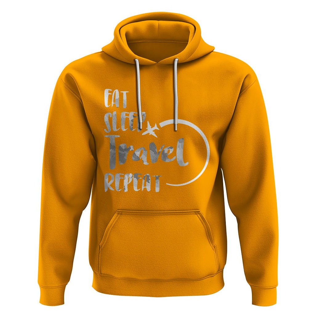 Funny Travelling Hoodie Eat Sleep Travel Repeat TS09 Gold Printyourwear