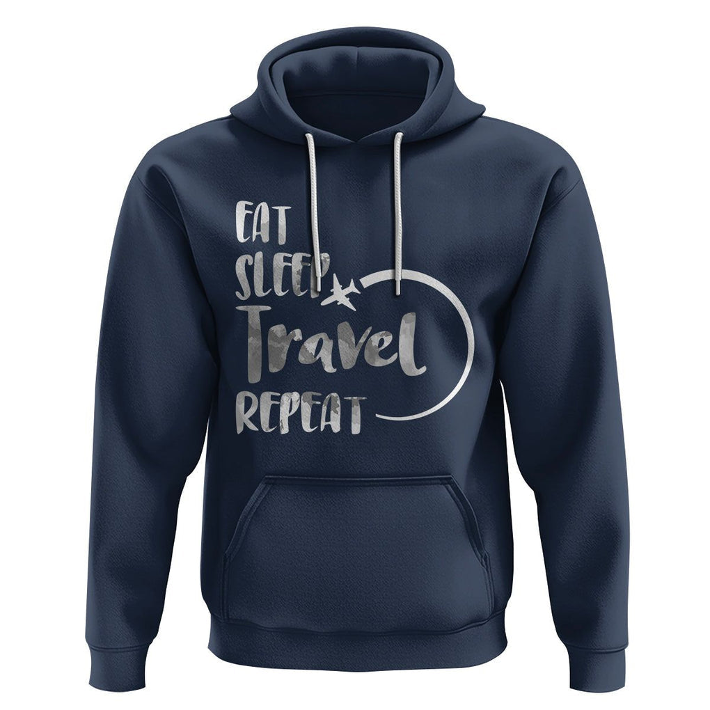 Funny Travelling Hoodie Eat Sleep Travel Repeat TS09 Navy Printyourwear