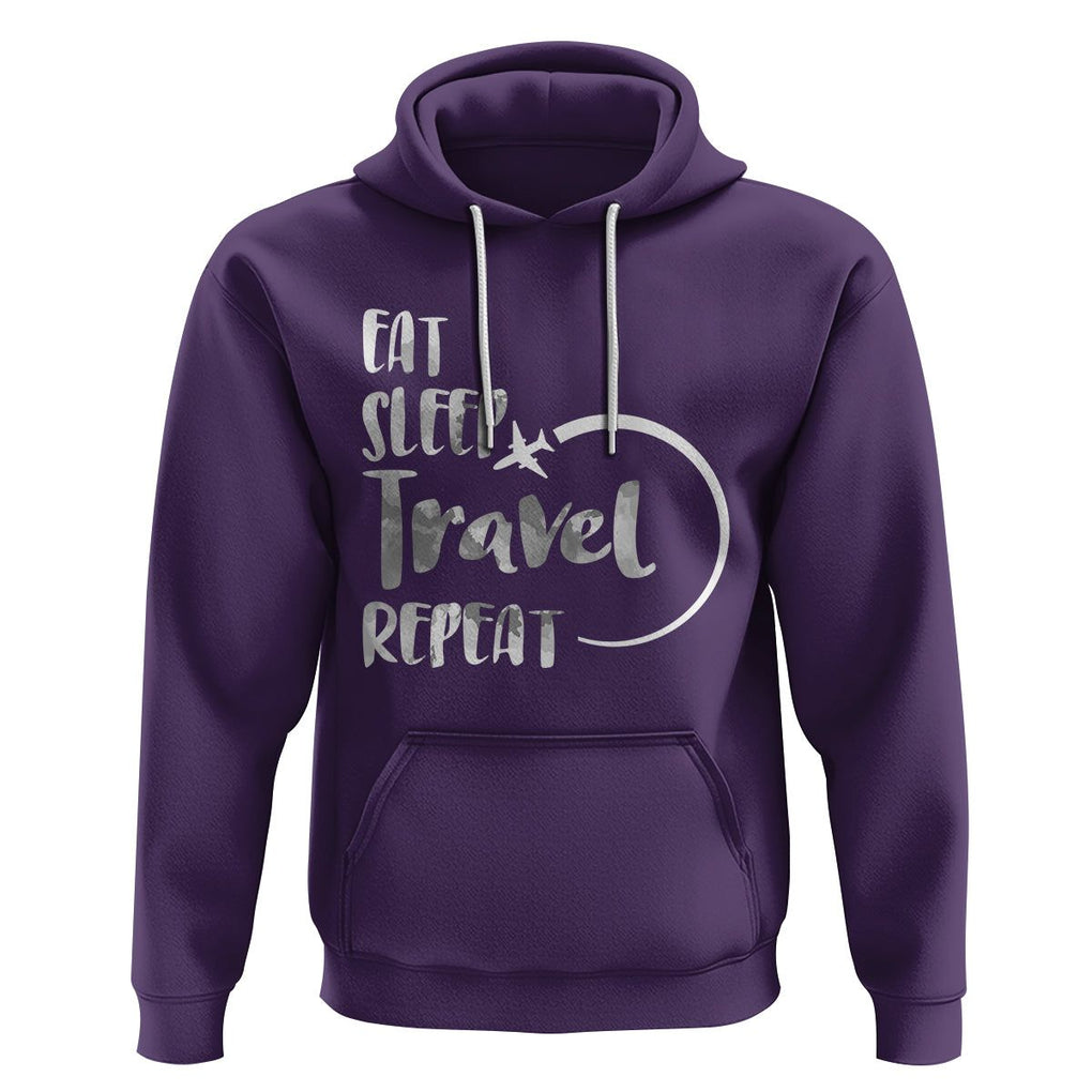 Funny Travelling Hoodie Eat Sleep Travel Repeat TS09 Purple Printyourwear