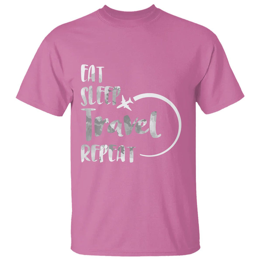 Funny Travelling T Shirt Eat Sleep Travel Repeat TS09 Azalea Printyourwear