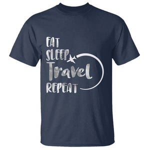 Funny Travelling T Shirt Eat Sleep Travel Repeat TS09 Navy Printyourwear