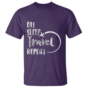 Funny Travelling T Shirt Eat Sleep Travel Repeat TS09 Purple Printyourwear