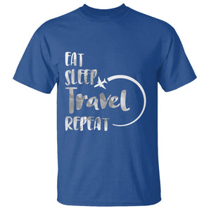 Funny Travelling T Shirt Eat Sleep Travel Repeat TS09 Royal Blue Printyourwear