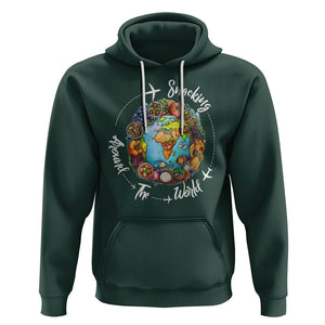 Travel For Food Lover Hoodie Snacking Around The World Traveling TS09 Dark Forest Green Printyourwear