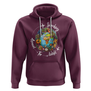 Travel For Food Lover Hoodie Snacking Around The World Traveling TS09 Maroon Printyourwear