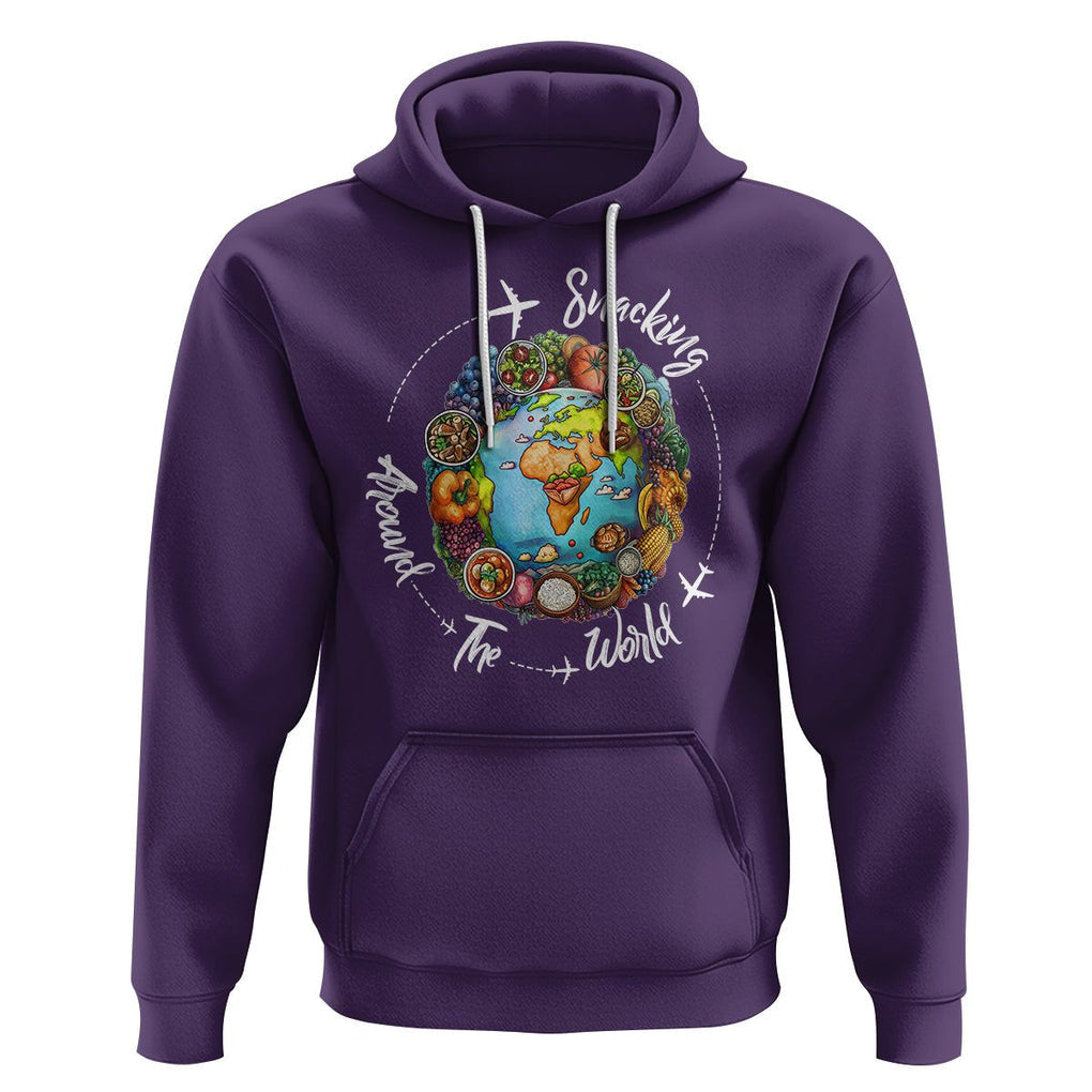 Travel For Food Lover Hoodie Snacking Around The World Traveling TS09 Purple Printyourwear