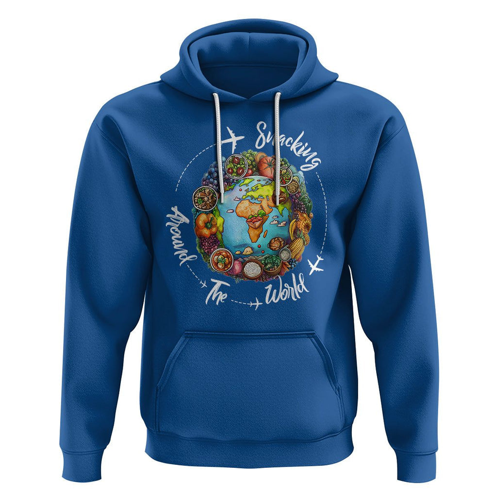 Travel For Food Lover Hoodie Snacking Around The World Traveling TS09 Royal Blue Printyourwear