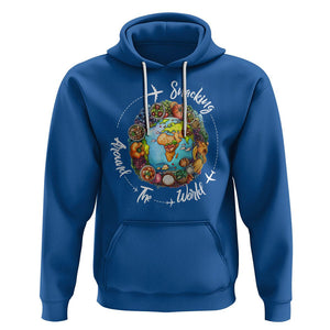Travel For Food Lover Hoodie Snacking Around The World Traveling TS09 Royal Blue Printyourwear