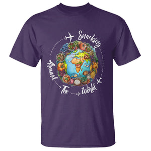 Travel For Food Lover T Shirt Snacking Around The World Traveling TS09 Purple Printyourwear