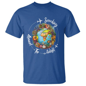 Travel For Food Lover T Shirt Snacking Around The World Traveling TS09 Royal Blue Printyourwear