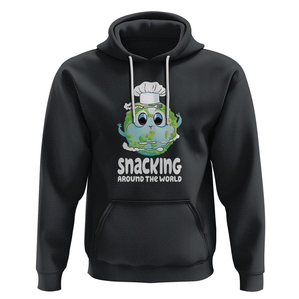 Travel For Food Lover Hoodie Snacking Around The World Traveling TS09 Black Printyourwear