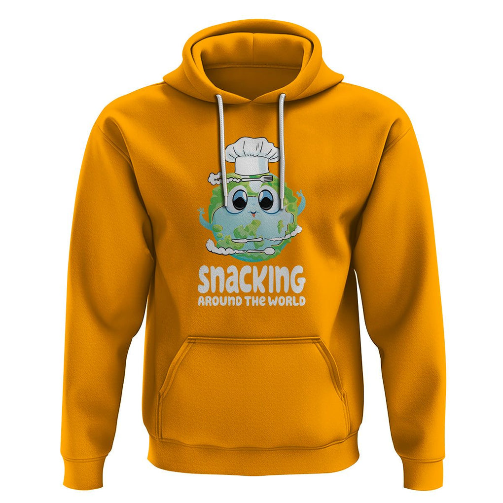 Travel For Food Lover Hoodie Snacking Around The World Traveling TS09 Gold Printyourwear