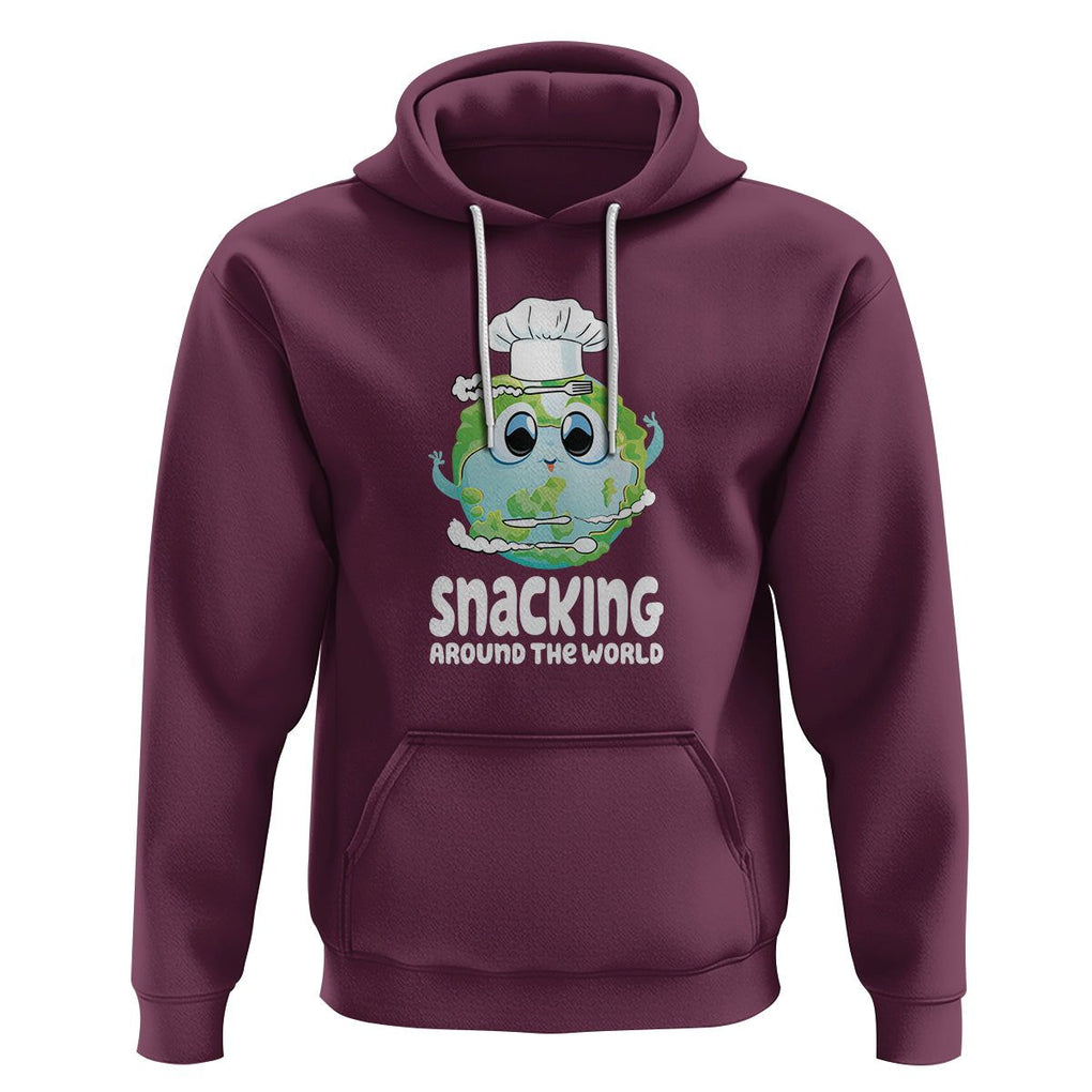 Travel For Food Lover Hoodie Snacking Around The World Traveling TS09 Maroon Printyourwear