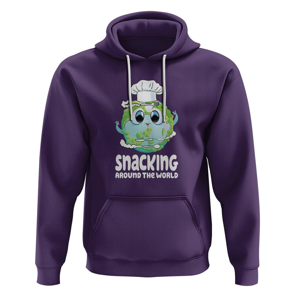 Travel For Food Lover Hoodie Snacking Around The World Traveling TS09 Purple Printyourwear