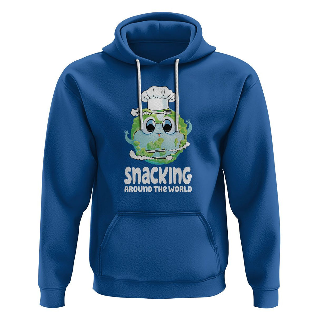 Travel For Food Lover Hoodie Snacking Around The World Traveling TS09 Royal Blue Printyourwear
