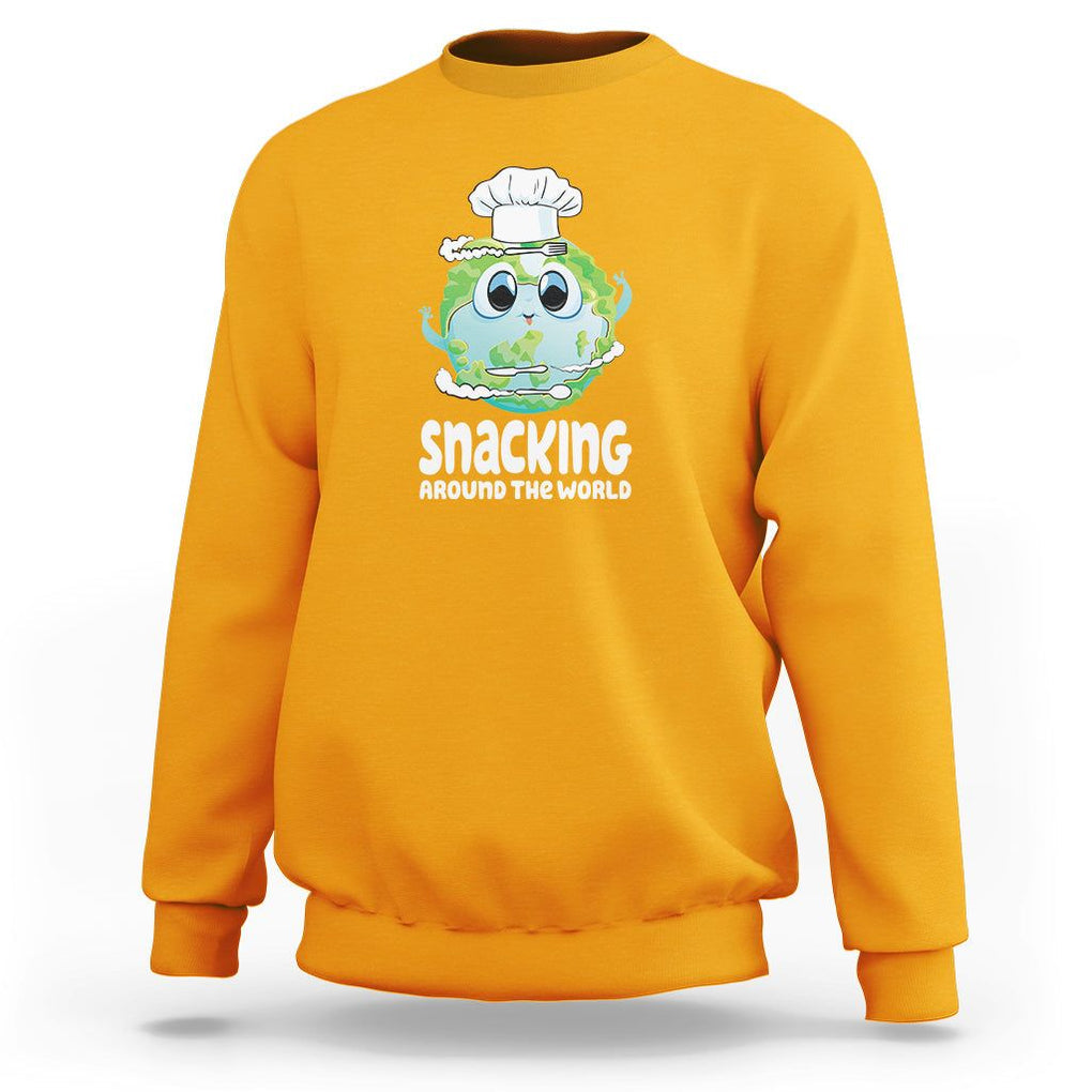 Travel For Food Lover Sweatshirt Snacking Around The World Traveling TS09 Gold Printyourwear