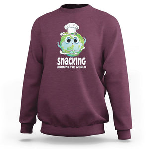 Travel For Food Lover Sweatshirt Snacking Around The World Traveling TS09 Maroon Printyourwear