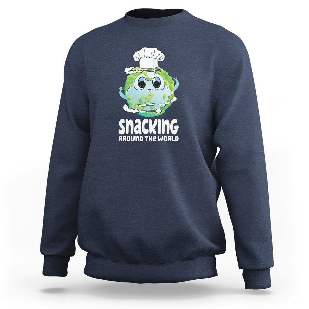 Travel For Food Lover Sweatshirt Snacking Around The World Traveling TS09 Navy Printyourwear