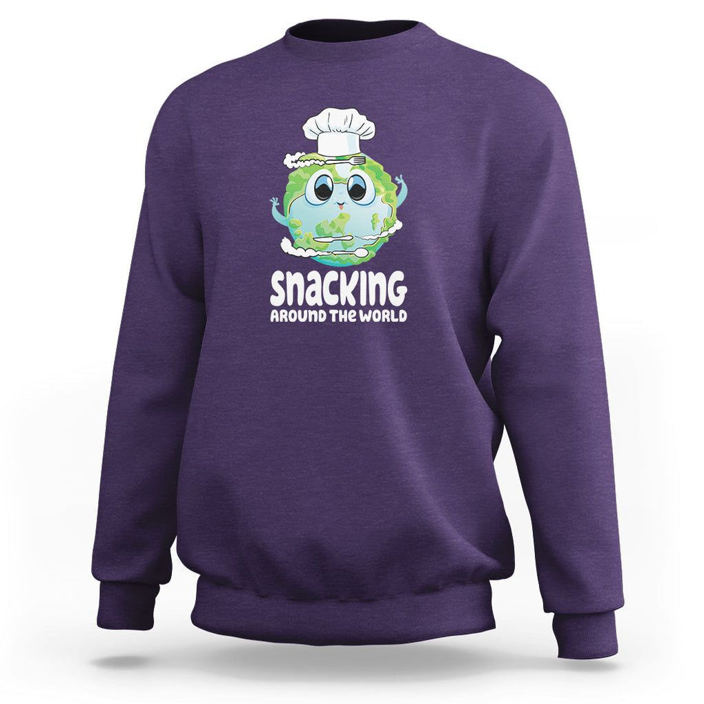 Travel For Food Lover Sweatshirt Snacking Around The World Traveling TS09 Purple Printyourwear