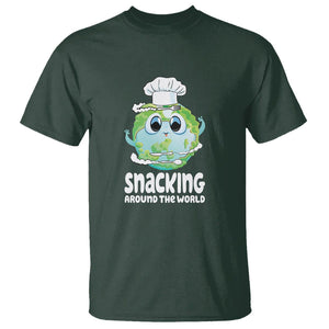 Travel For Food Lover T Shirt Snacking Around The World Traveling TS09 Dark Forest Green Printyourwear
