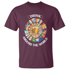 Travel For Beer Lover T Shirt Drinking Around The World Traveling TS09 Maroon Printyourwear