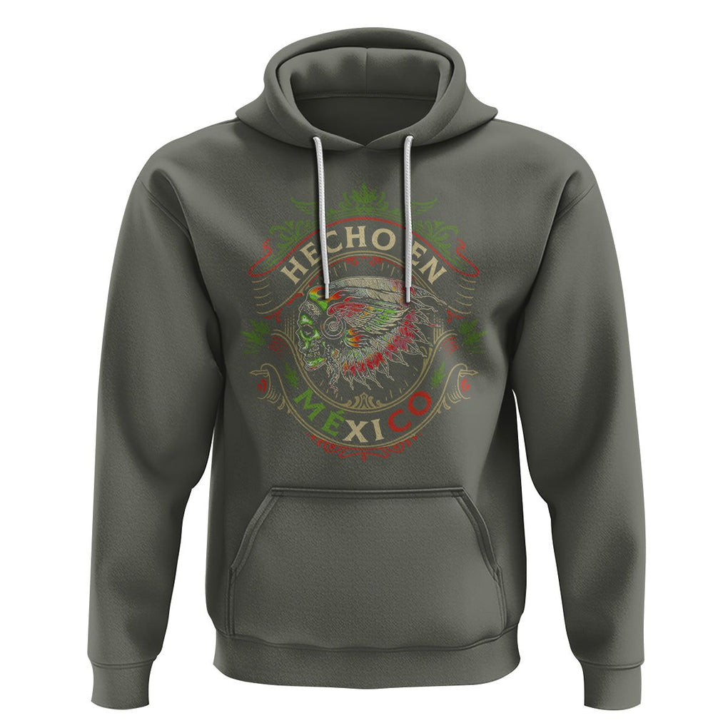 Hecho En Mexico Hoodie Aztec Skull Made In Mexico Mexican TS09 Military Green Printyourwear