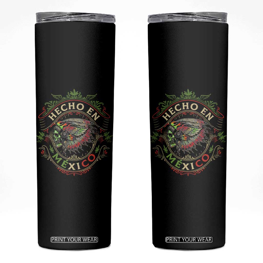 Hecho En Mexico Skinny Tumbler Aztec Skull Made In Mexico Mexican TS09 Black Print Your Wear