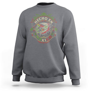 Hecho En Mexico Sweatshirt Aztec Skull Made In Mexico Mexican TS09 Charcoal Printyourwear