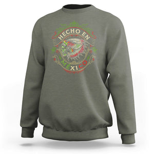 Hecho En Mexico Sweatshirt Aztec Skull Made In Mexico Mexican TS09 Military Green Printyourwear
