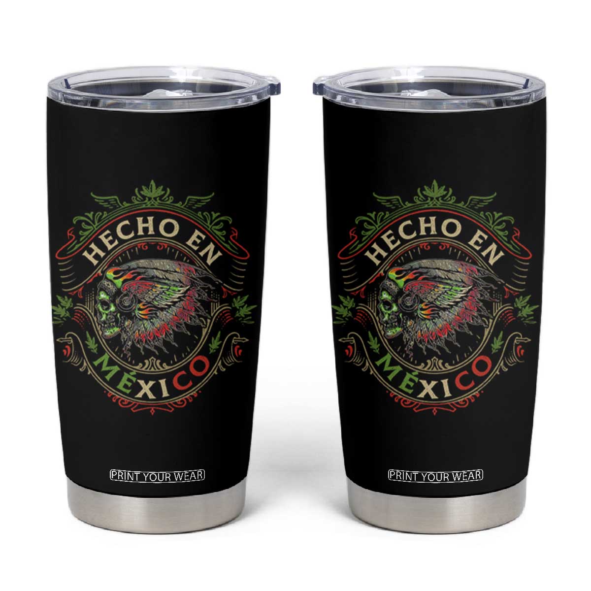 Hecho En Mexico Tumbler Cup Aztec Skull Made In Mexico Mexican TS09 Black Print Your Wear