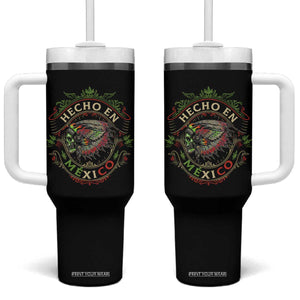 Hecho En Mexico Tumbler With Handle Aztec Skull Made In Mexico Mexican TS09 One Size: 40 oz Black Print Your Wear