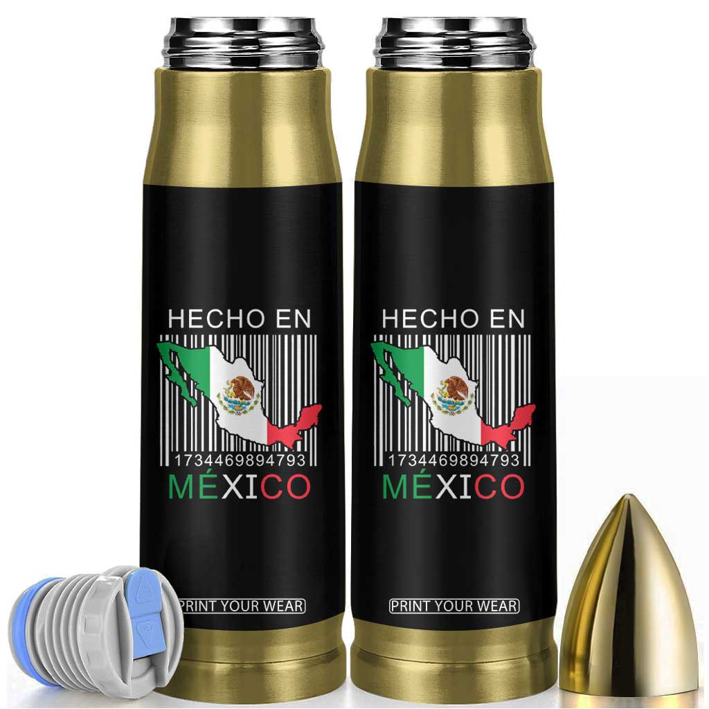 Mexican Pride Bullet Tumbler Hecho En Mexico Flag Barcode TS09 Black Print Your Wear