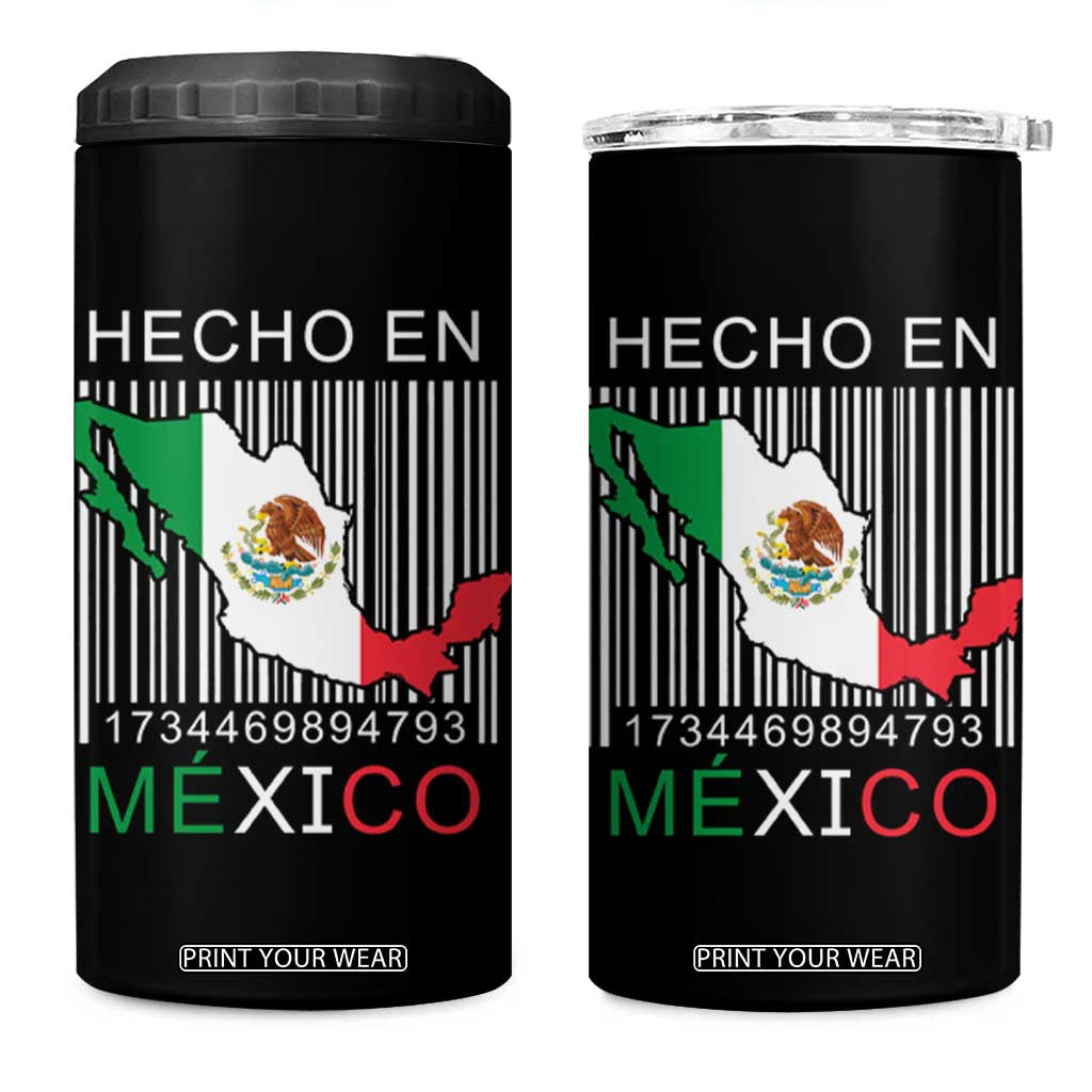 Mexican Pride 4 in 1 Can Cooler Tumbler Hecho En Mexico Flag Barcode TS09 One Size: 16 oz Black Print Your Wear