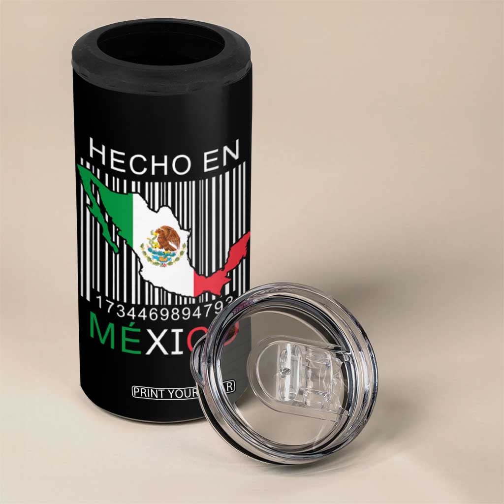 Mexican Pride 4 in 1 Can Cooler Tumbler Hecho En Mexico Flag Barcode TS09 Print Your Wear