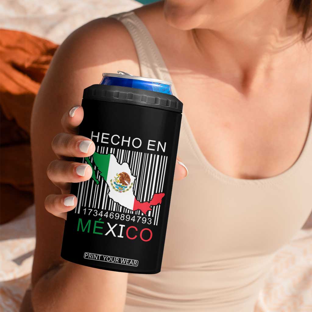 Mexican Pride 4 in 1 Can Cooler Tumbler Hecho En Mexico Flag Barcode TS09 Print Your Wear