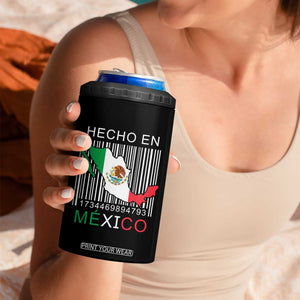 Mexican Pride 4 in 1 Can Cooler Tumbler Hecho En Mexico Flag Barcode TS09 Print Your Wear