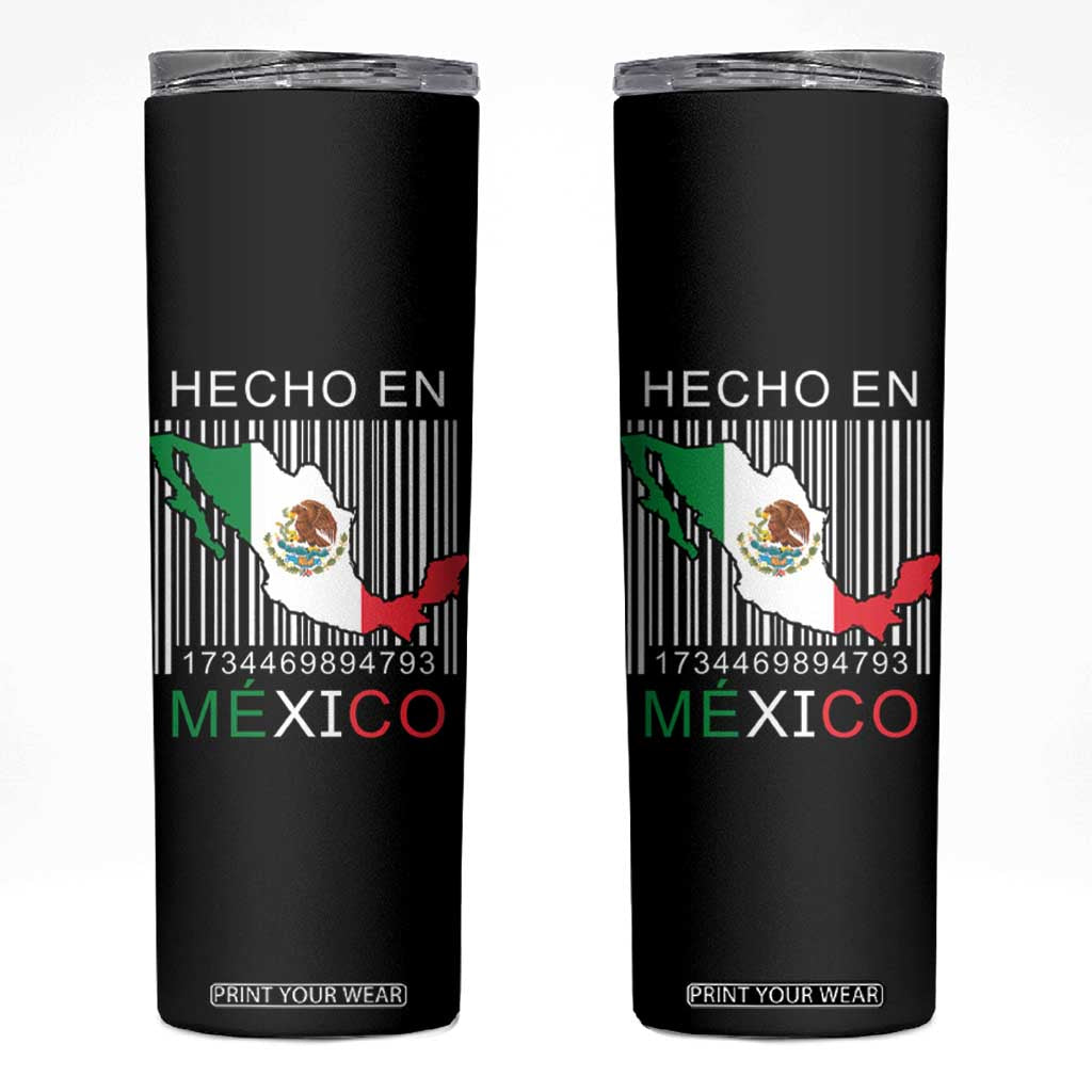 Mexican Pride Skinny Tumbler Hecho En Mexico Flag Barcode TS09 Black Print Your Wear