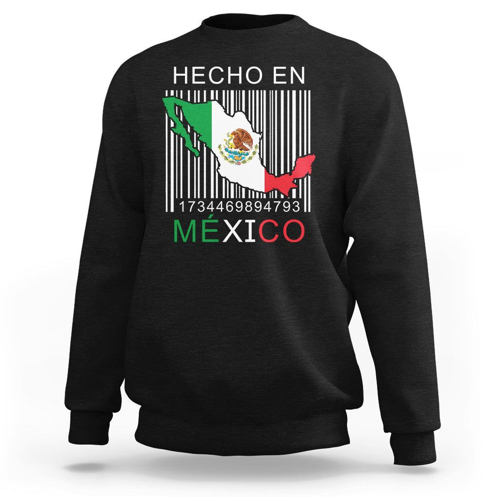 Mexican Pride Sweatshirt Hecho En Mexico Flag Barcode TS09 Black Printyourwear