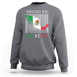 Mexican Pride Sweatshirt Hecho En Mexico Flag Barcode TS09 Charcoal Printyourwear