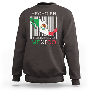 Mexican Pride Sweatshirt Hecho En Mexico Flag Barcode TS09 Dark Chocolate Printyourwear