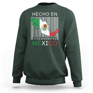 Mexican Pride Sweatshirt Hecho En Mexico Flag Barcode TS09 Dark Forest Green Printyourwear