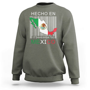 Mexican Pride Sweatshirt Hecho En Mexico Flag Barcode TS09 Military Green Printyourwear