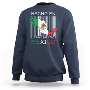 Mexican Pride Sweatshirt Hecho En Mexico Flag Barcode TS09 Navy Printyourwear