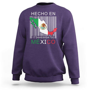 Mexican Pride Sweatshirt Hecho En Mexico Flag Barcode TS09 Purple Printyourwear
