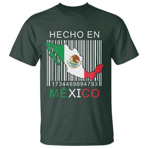 Mexican Pride T Shirt Hecho En Mexico Flag Barcode TS09 Dark Forest Green Printyourwear