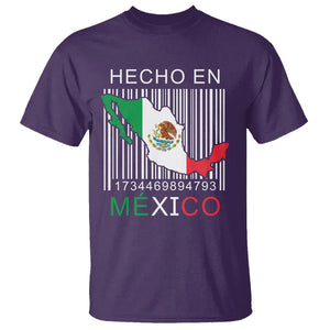 Mexican Pride T Shirt Hecho En Mexico Flag Barcode TS09 Purple Printyourwear