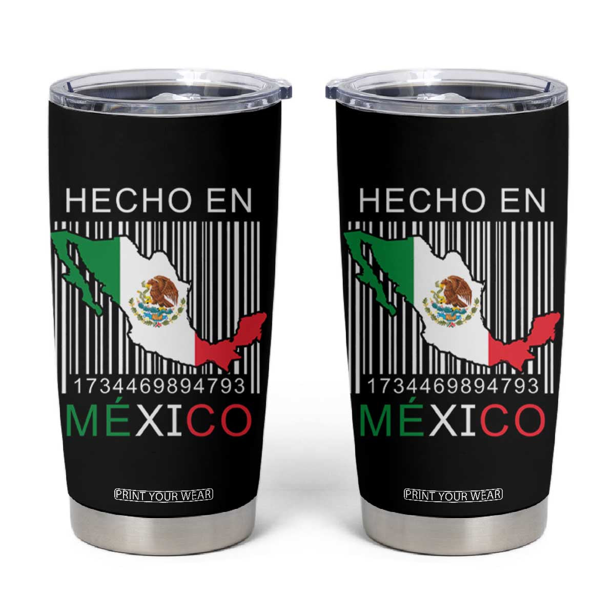 Mexican Pride Tumbler Cup Hecho En Mexico Flag Barcode TS09 Black Print Your Wear