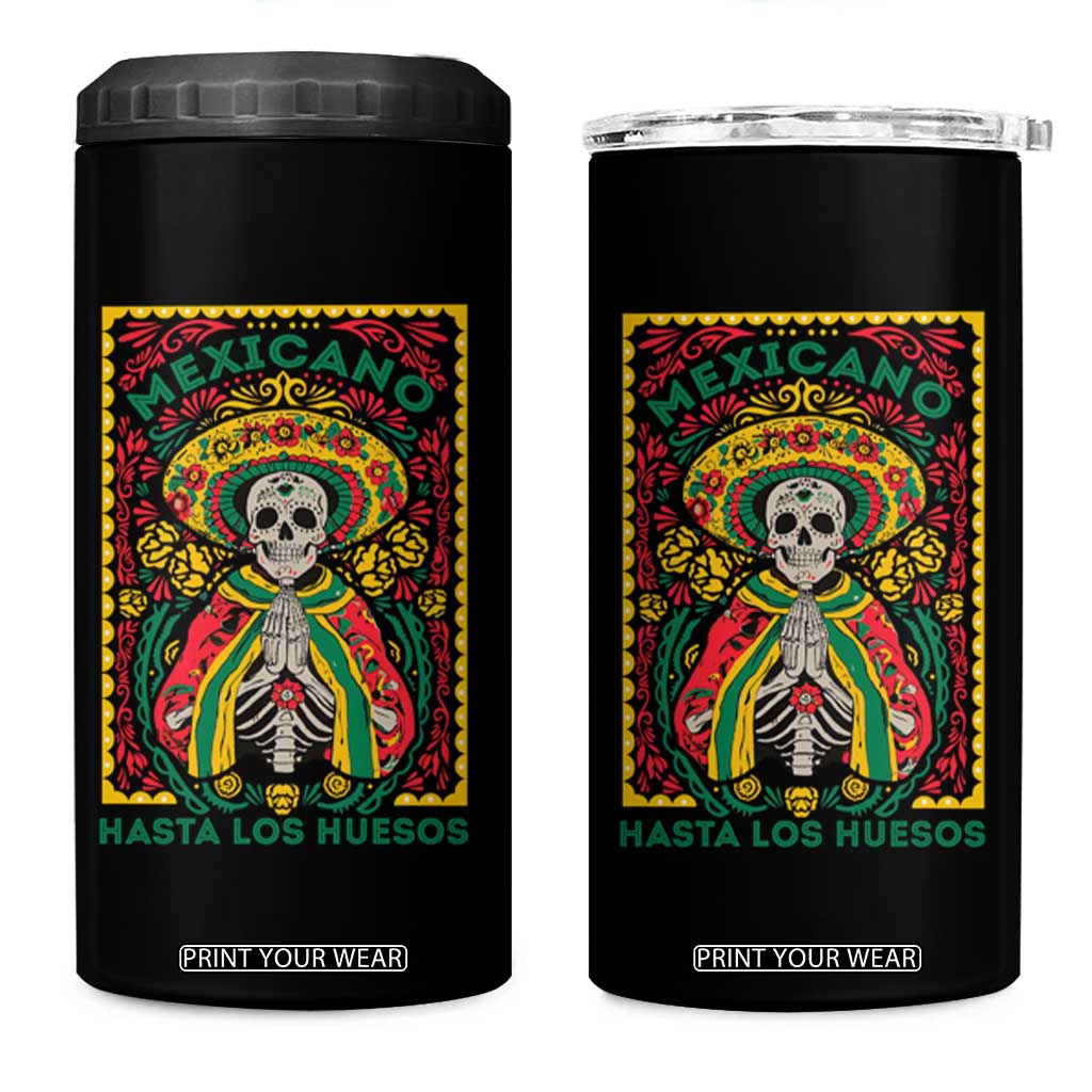 Mexican Pride 4 in 1 Can Cooler Tumbler Mexicano Hasta Los Huesos Skeleton Sombrero TS09 One Size: 16 oz Black Print Your Wear